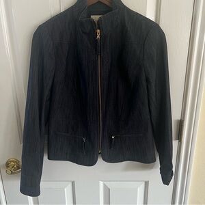 Madison Hill Indigo Stretch Denim Jacket w/ gold details. Tailored. NWOT. Small